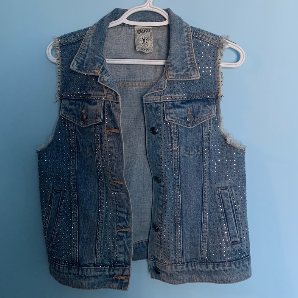 New Jean vest with rhinestones